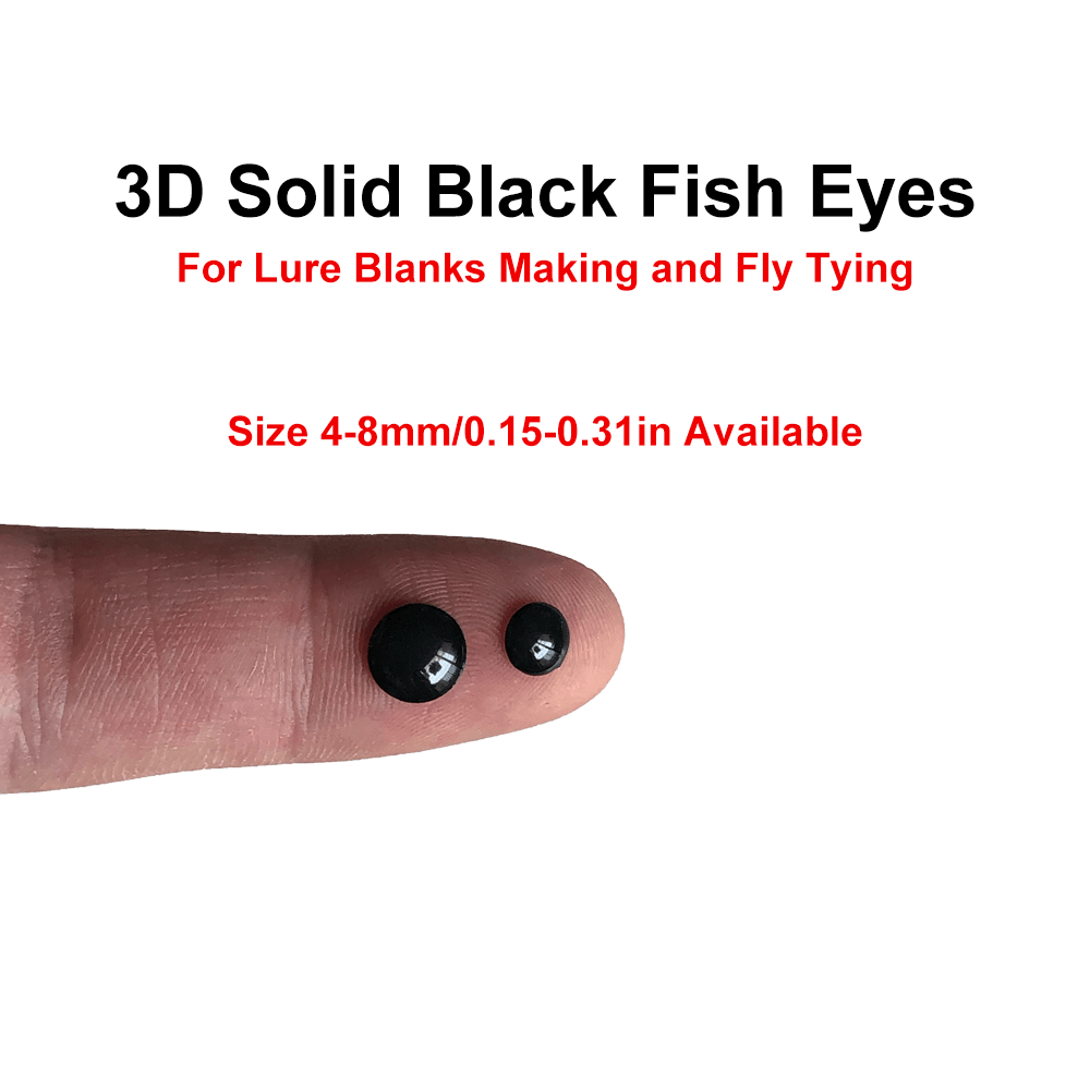 3D Soild Black Lure Eyes-4/6/7/8/11mm