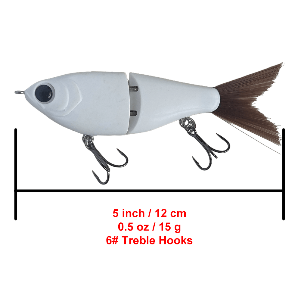 5'' White Body Shad Glide Bait (Hook Upgrade) T201