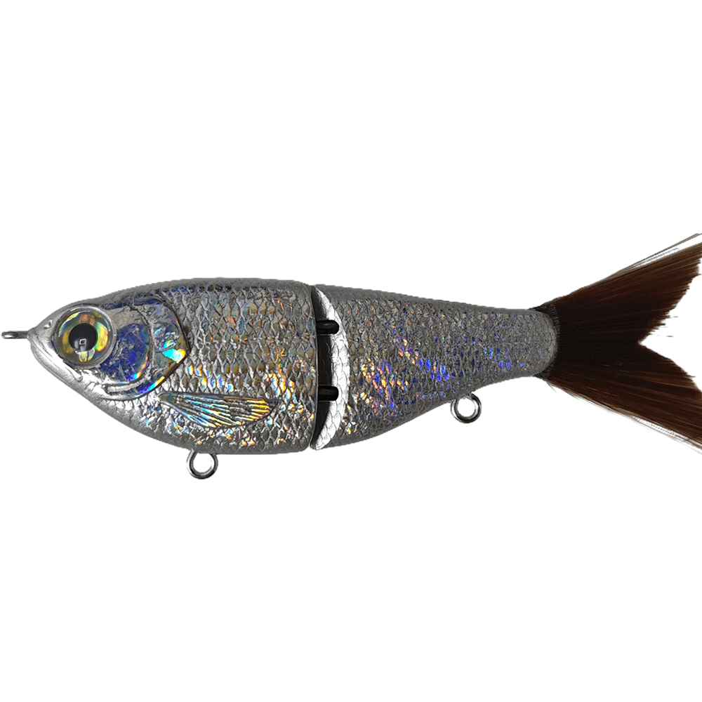 5'' 2-section Wee Shad Glide Bait Blanks - Smooth & Rough Carved Scale Body (Bone White/Foiled/Chrome) BL-090/091