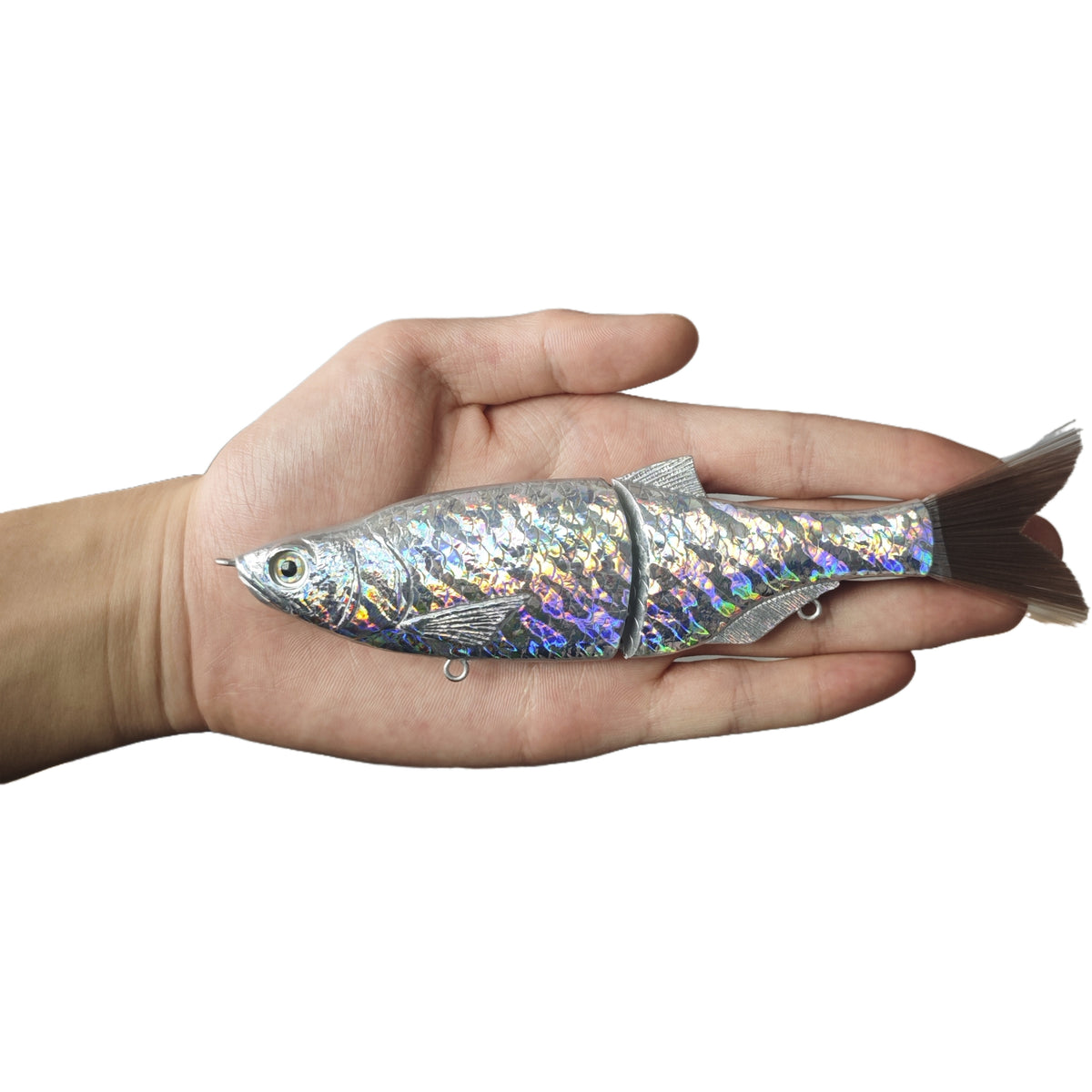 6'' Shad Glide Bait Blanks With Hair Tail (Bone White/Foiled) BL-093