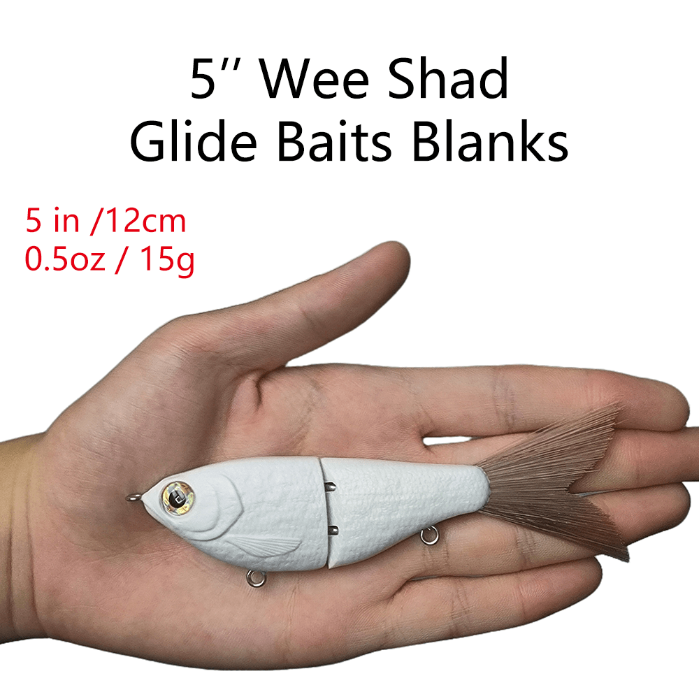 5'' 2-section Wee Shad Glide Blanks - Hand Carved Scale Body BL-091 - Peekii Lure