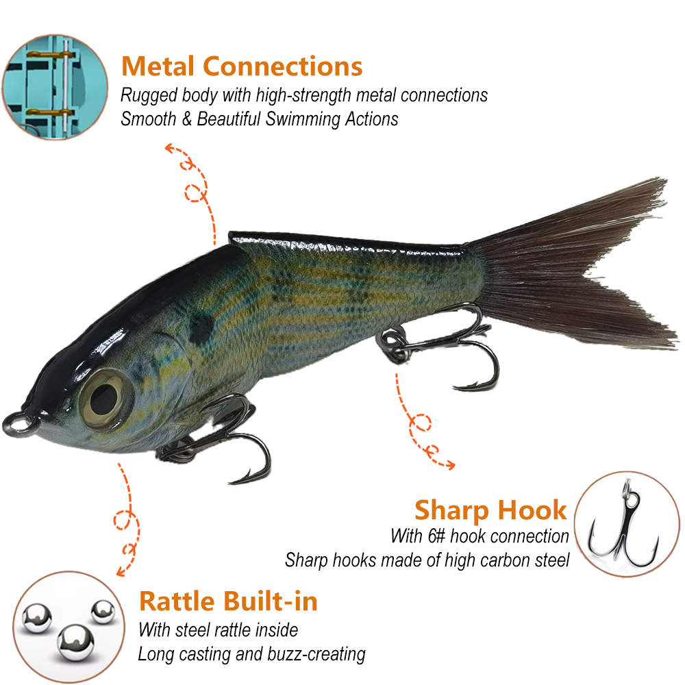 connected fish lure connectors 5'' Mini Shad Painted Glide Bait T2A1-A