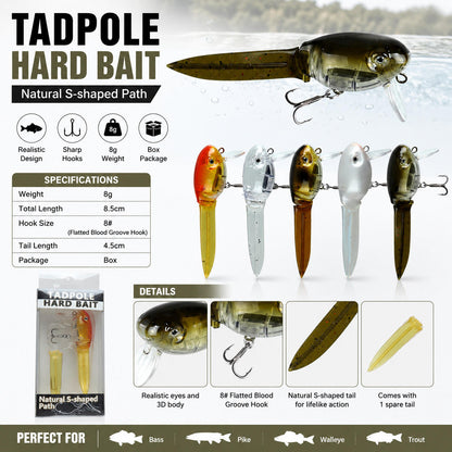 Tadpole Hard Bait With Soft Tail With Blade BQ OTAMA KO Clear Blanks BL-269