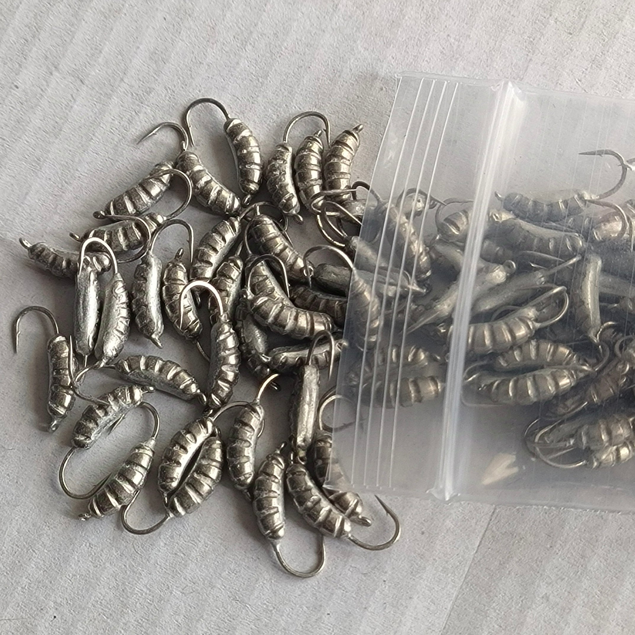 Tungsten Ice Fishing Jig Blanks TIJ-001, 5 pcs / Worm Shape / 3.0 (L)