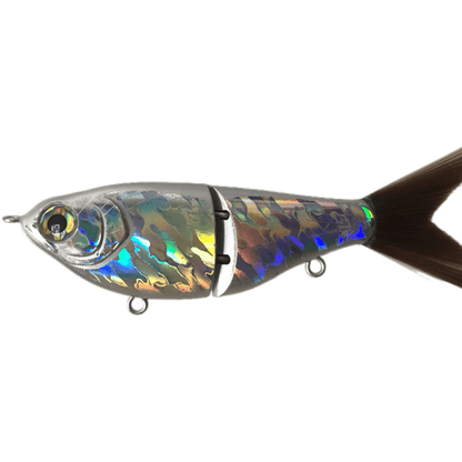 5'' 2-section Wee Shad Glide Bait Blanks - Smooth & Rough Carved Scale Body (Bone White/Foiled/Chrome) BL-090/091