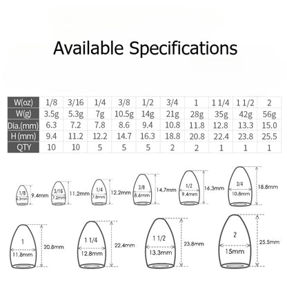 Tungsten Bullet Weights TW-001